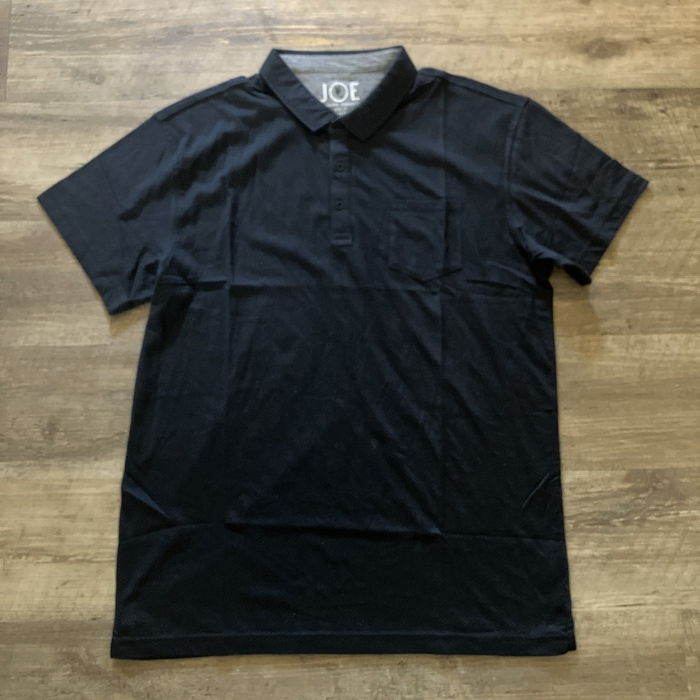 Joseph Abboud JOE Mens Polo Shirt 2XLT Slim Fit Black Cotton Pocket Short Sleeve